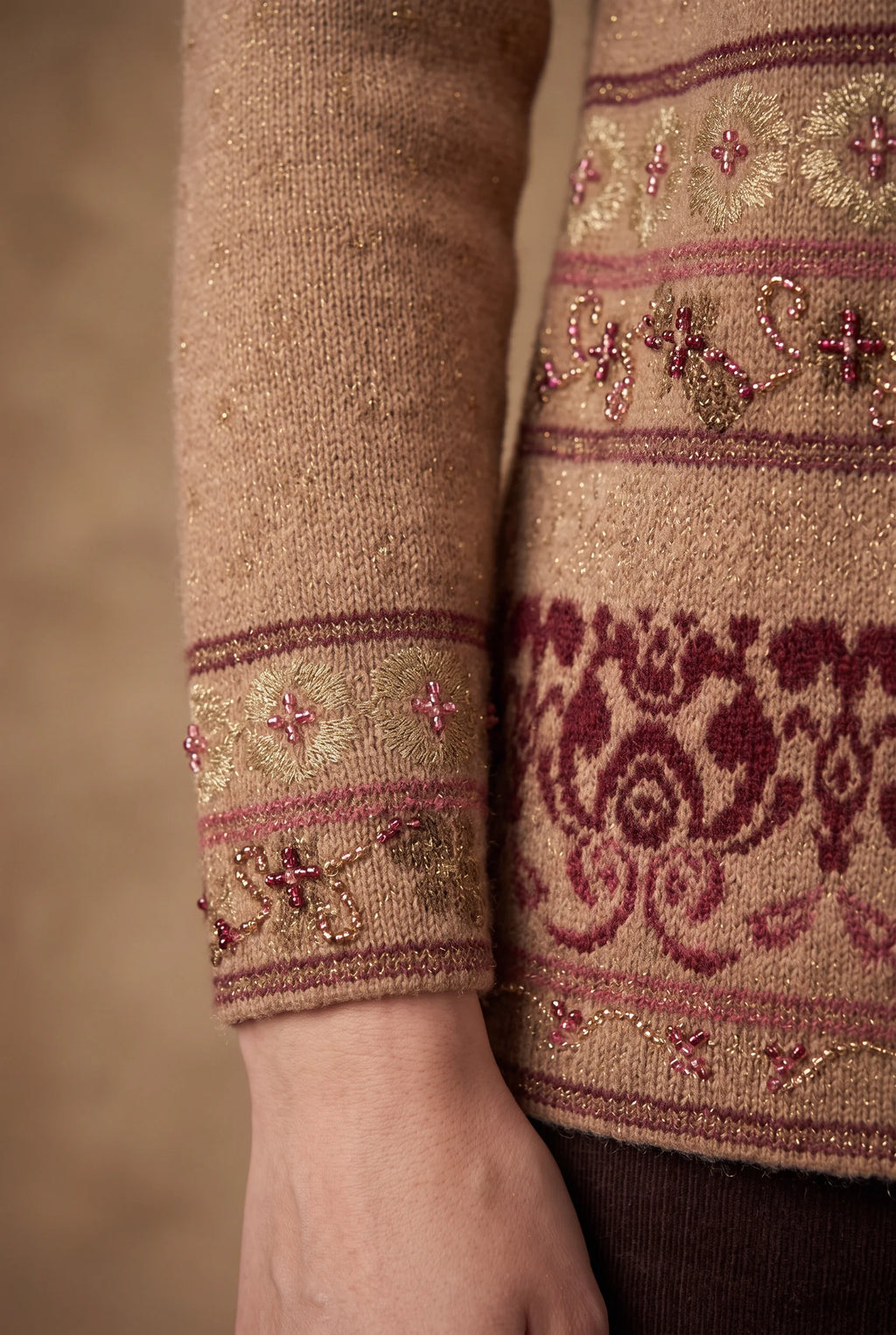 Camel Gold Fleck Knitted Cardigan 4