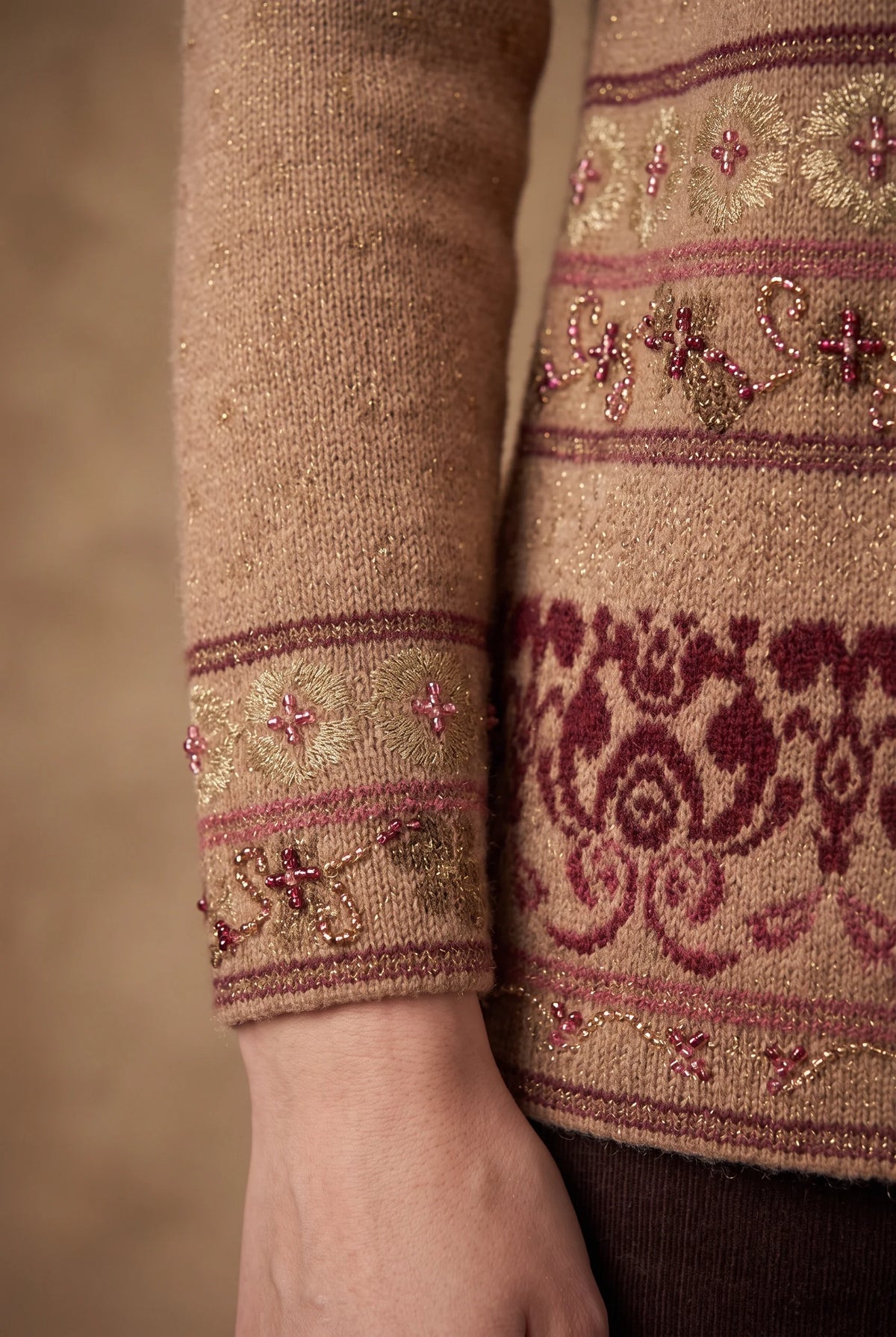 Camel Gold Fleck Knitted Cardigan 4