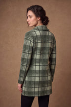 Lachi Women's Plaid Collared Longline Knitted Cardigan