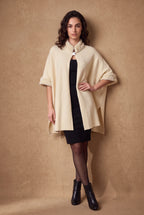 Lachi Women's Ivory Faux Fur Trim Swing Cape