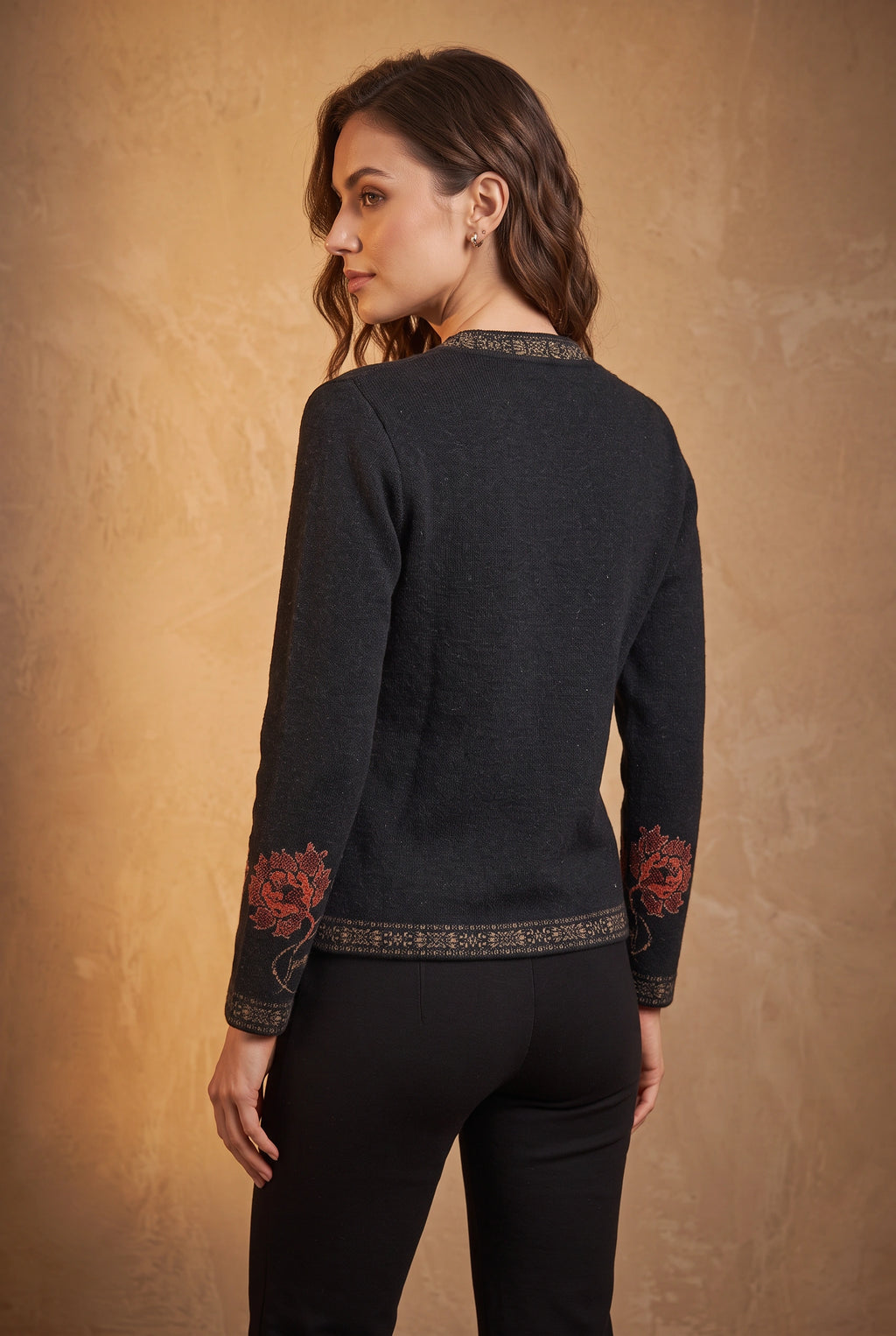 Lachi Women's Floral Jacquard Knitted Cardigan