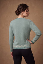 Sage Mirror Work Knitted Cardigan 3