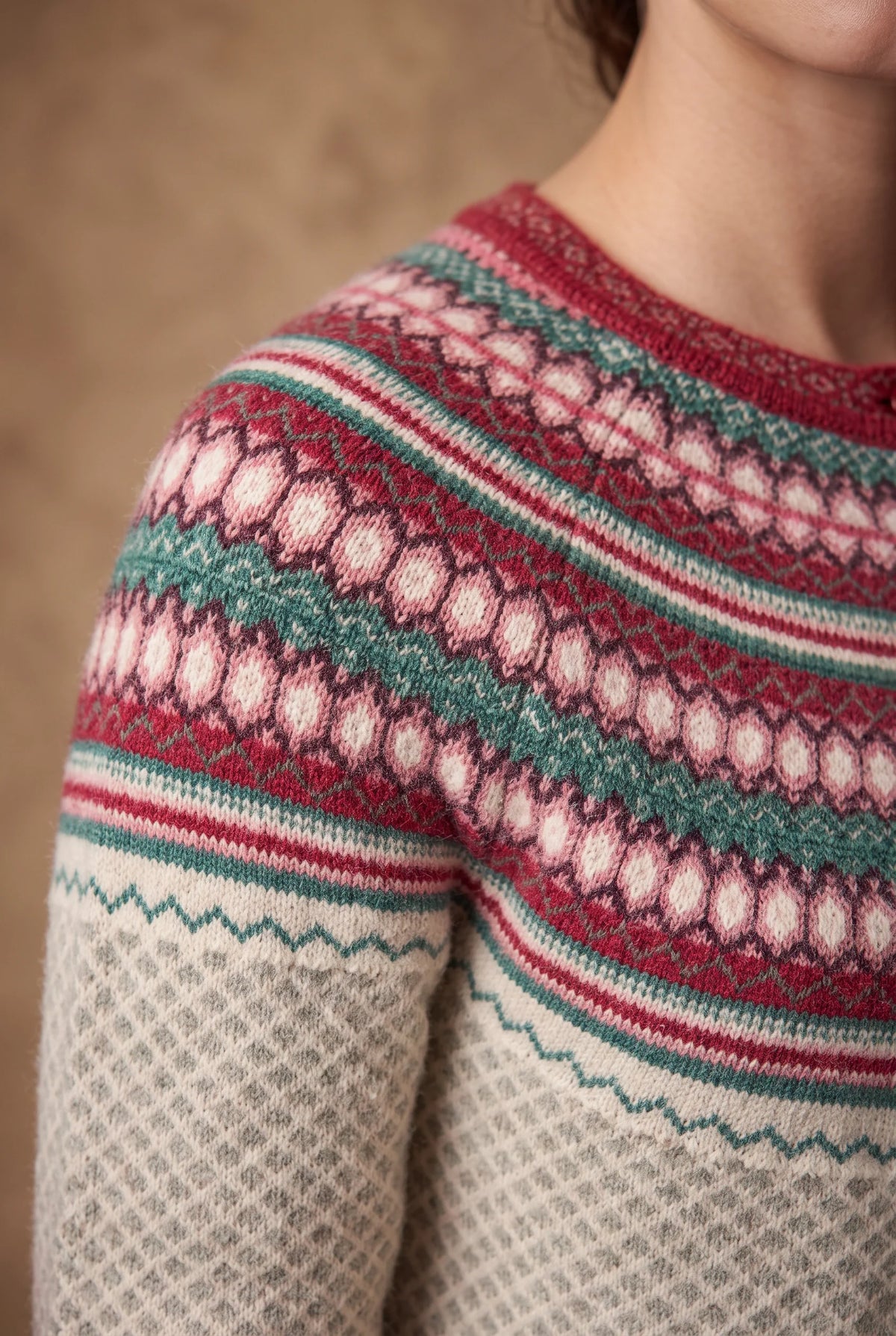 Ivory Fair Isle Yoke Knitted Cardigan 4