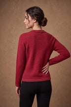 Lachi Women's Red Cord Scroll Beaded Knitted Cardigan