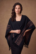 Lachi Women's Tribal Border Tasseled Poncho Cape