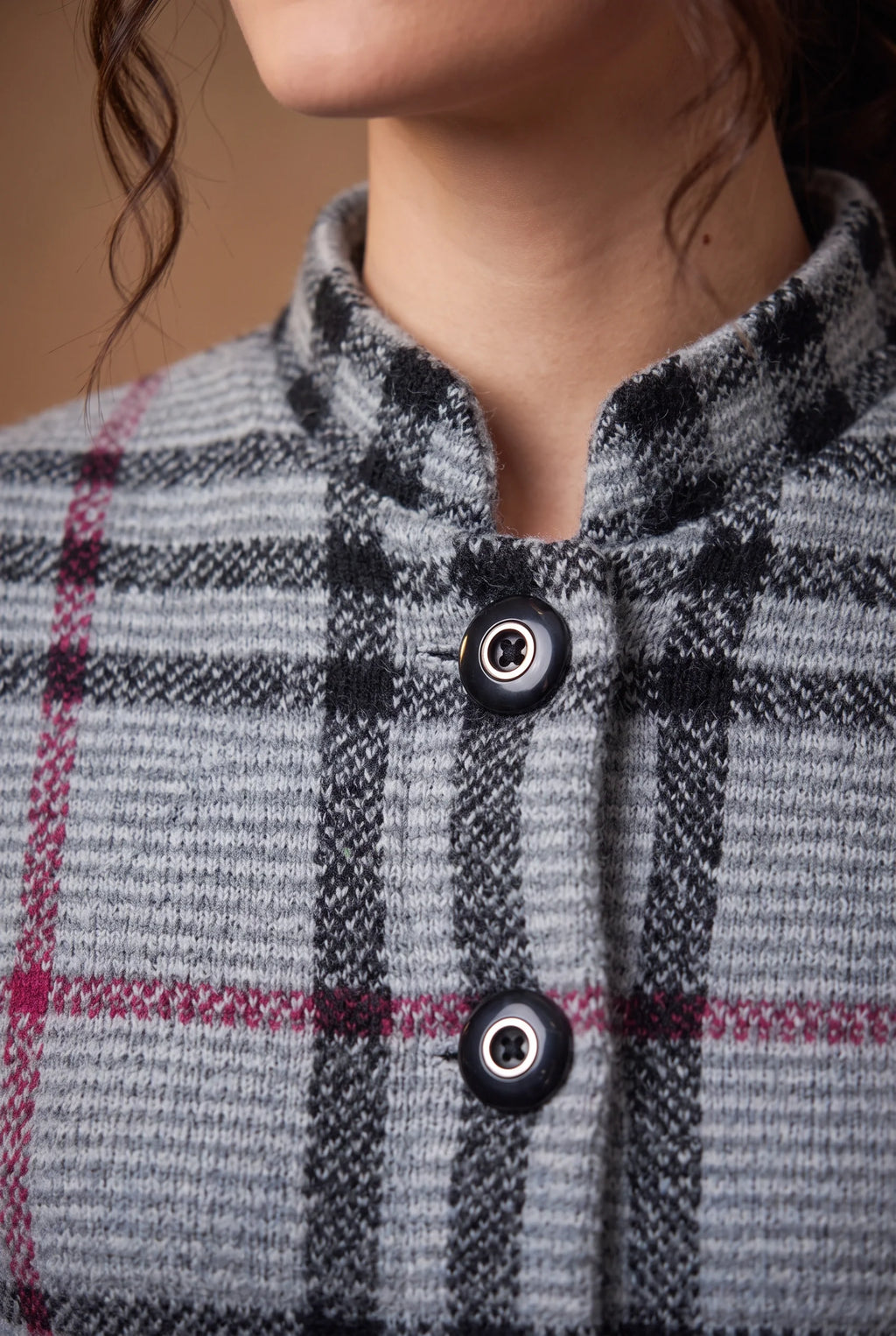 Grey Tartan Check Longline Knitted Cardigan 4