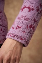 Lachi Women's Lilac Beaded Rose Jacquard Knitted Cardigan