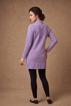Lilac Mandarin Collar Longline Knitted Cardigan 3