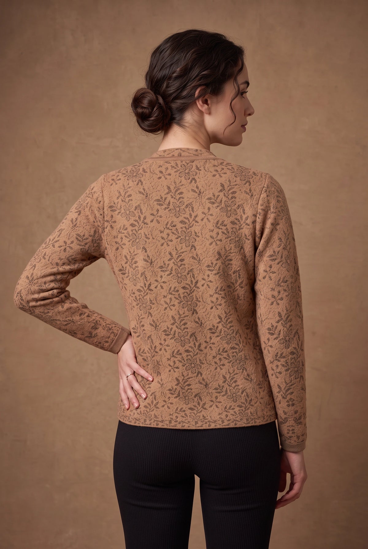 Lachi Women's Tan Beaded Acrylic Knit Cardigan