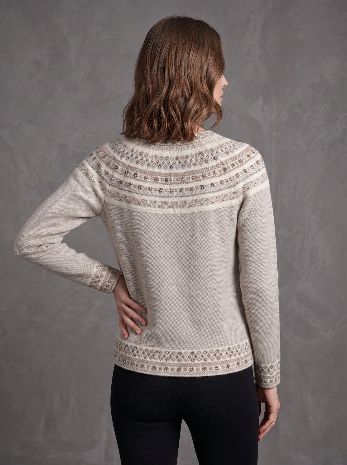 Oatmeal Alpine Yoke Cardigan
