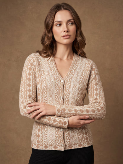 Beige Fern Column Cardigan