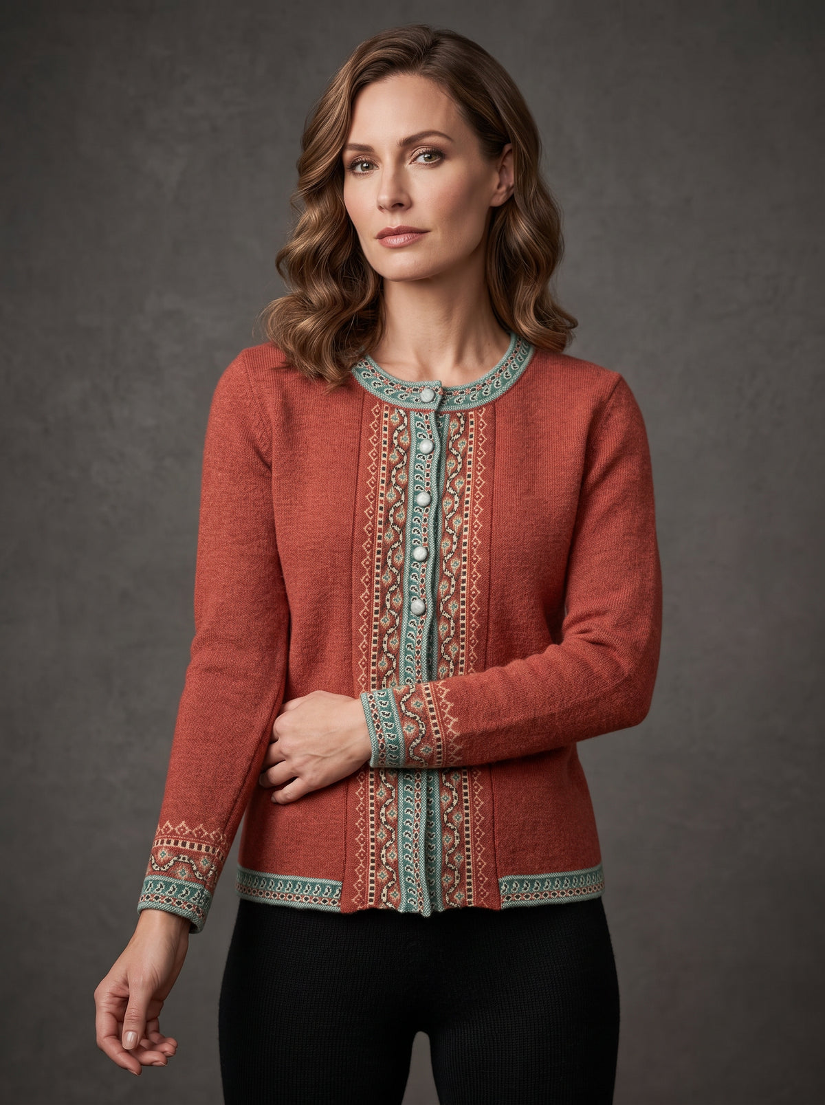 Rust Heritage Placket Cardigan