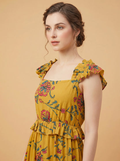 Amber Blossom Frill Dress