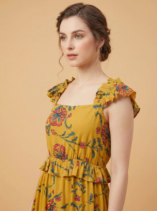 Amber Blossom Frill Dress