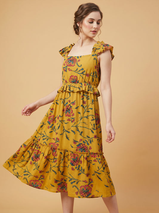 Amber Blossom Frill Dress