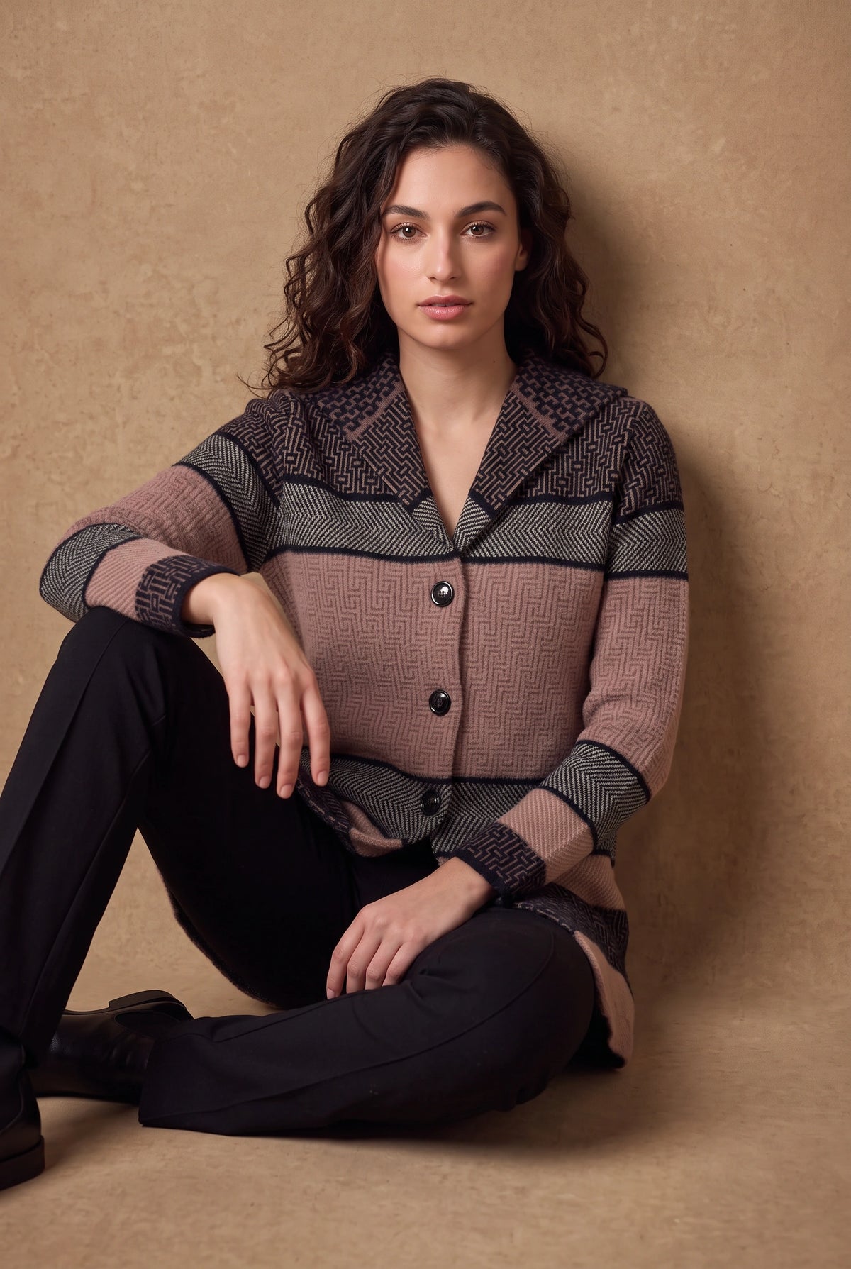Lachi Women's Maze Striped Knitted Cardigan
