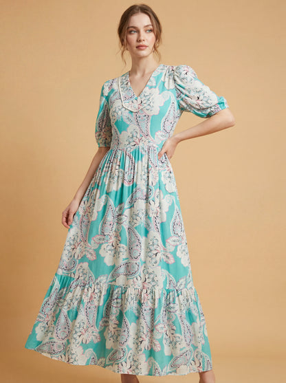 Aqua Paisley Maxi Dress