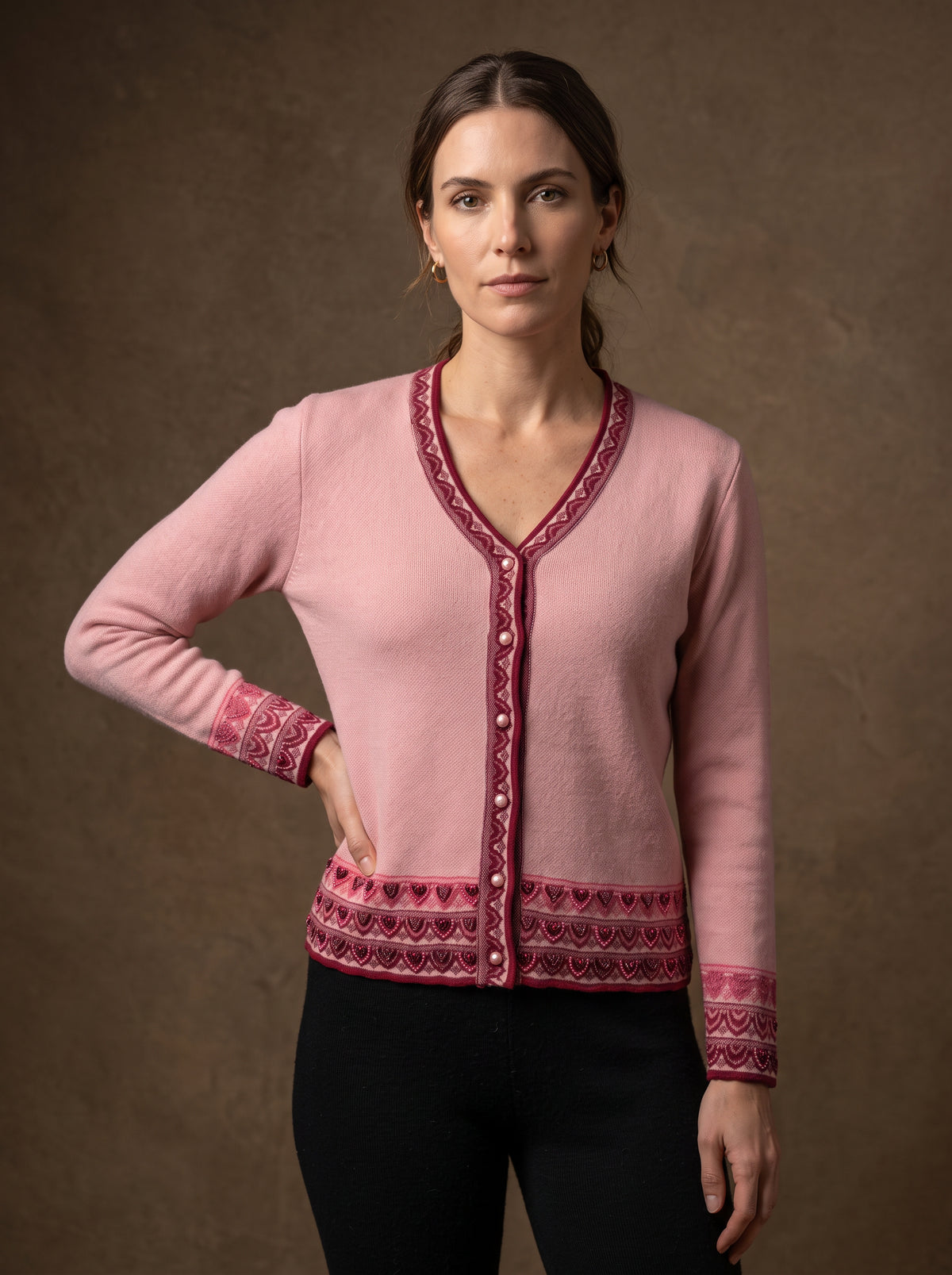 Rose Heart Border Cardigan