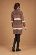 Lachi Women's Mocha Cream Colour-Block Bouclé Knitted Tunic