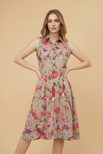 Tropical Bloom Shirt Dress
