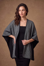 Lachi Women's Grey Marl Knit Open Front Poncho Cape