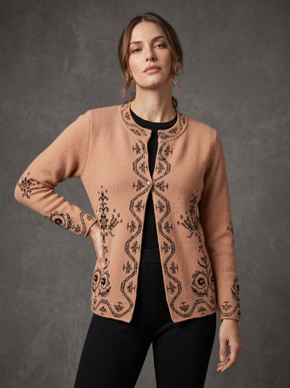 Peach Ikat Bead Cardigan