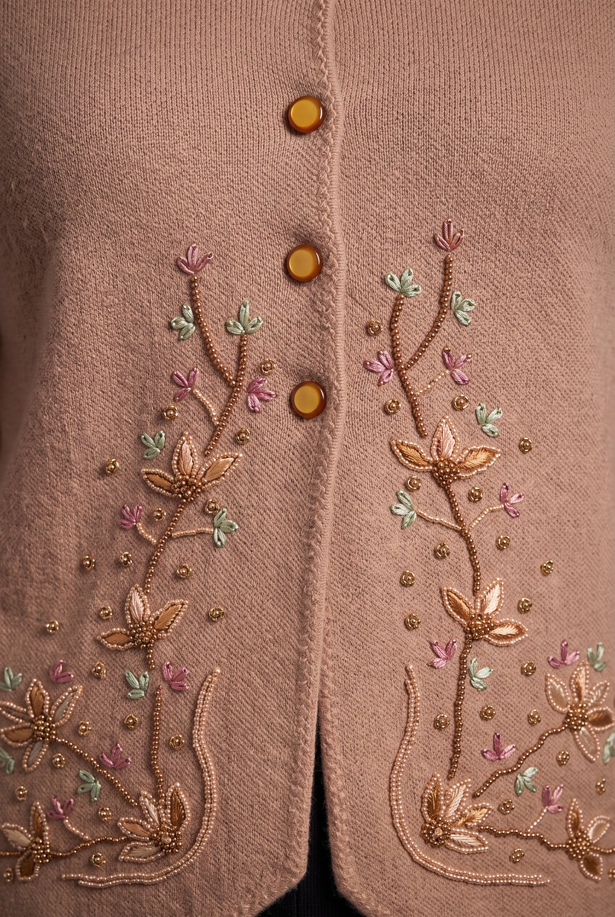 Tan Blossom Vine Cardigan