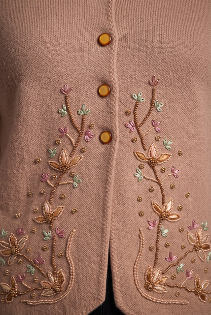 Tan Blossom Vine Cardigan