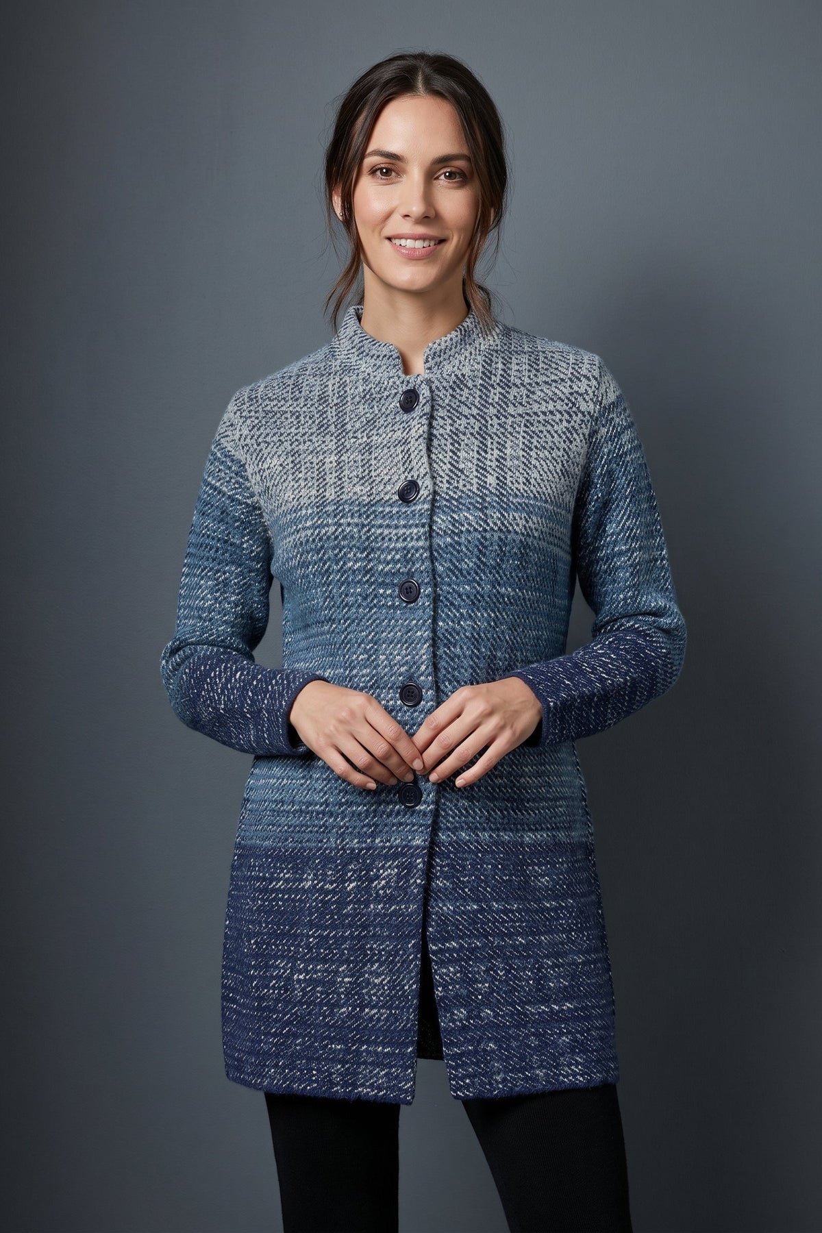Lachi Women's Indigo Ombre Nylon Acrylic Coatigan
