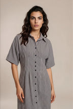 Lachi Women's Monochrome Gingham Check Cotton Shirt Dress