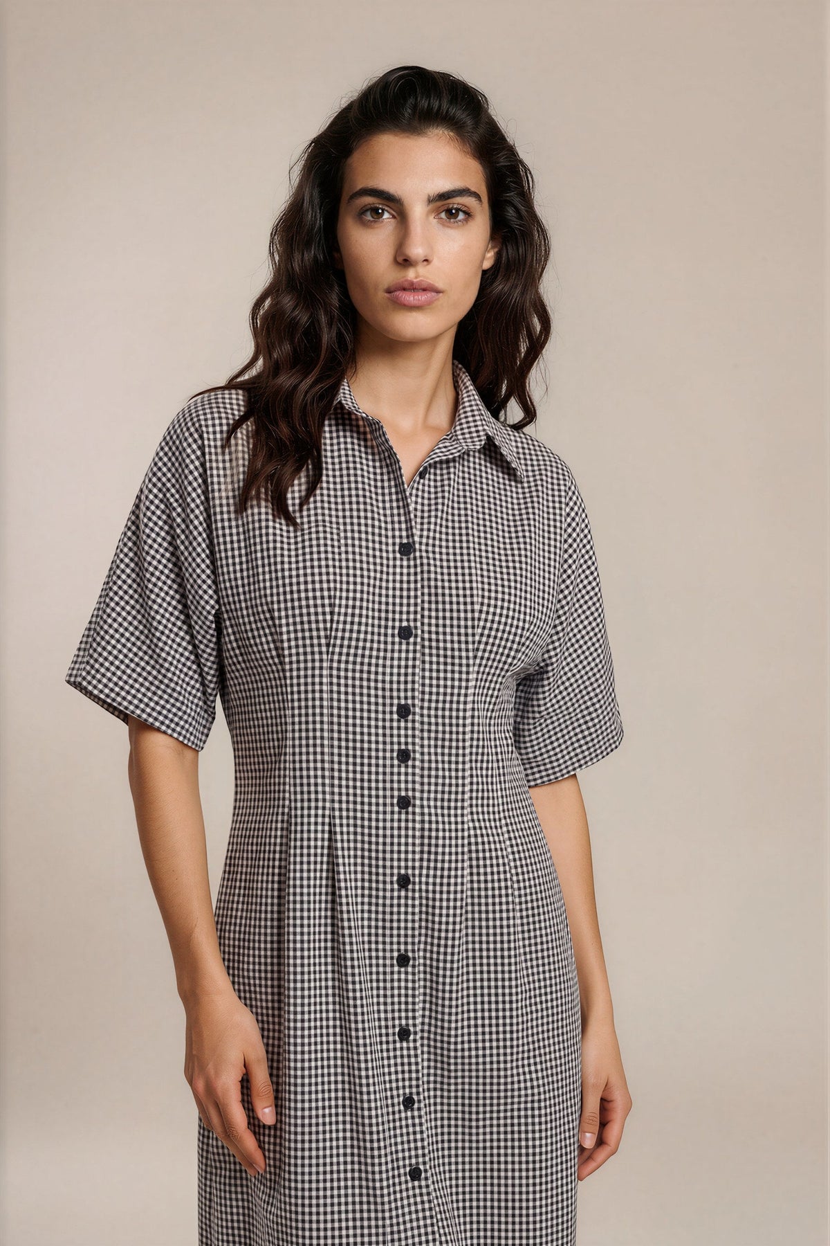 Lachi Women's Monochrome Gingham Check Cotton Shirt Dress