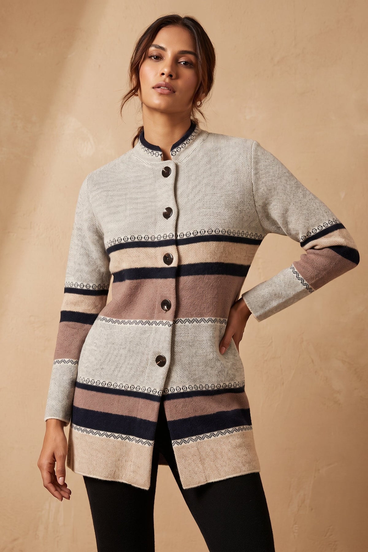 Lachi Women's Nordic Frost Pattern Acrylic Knit Cardigan