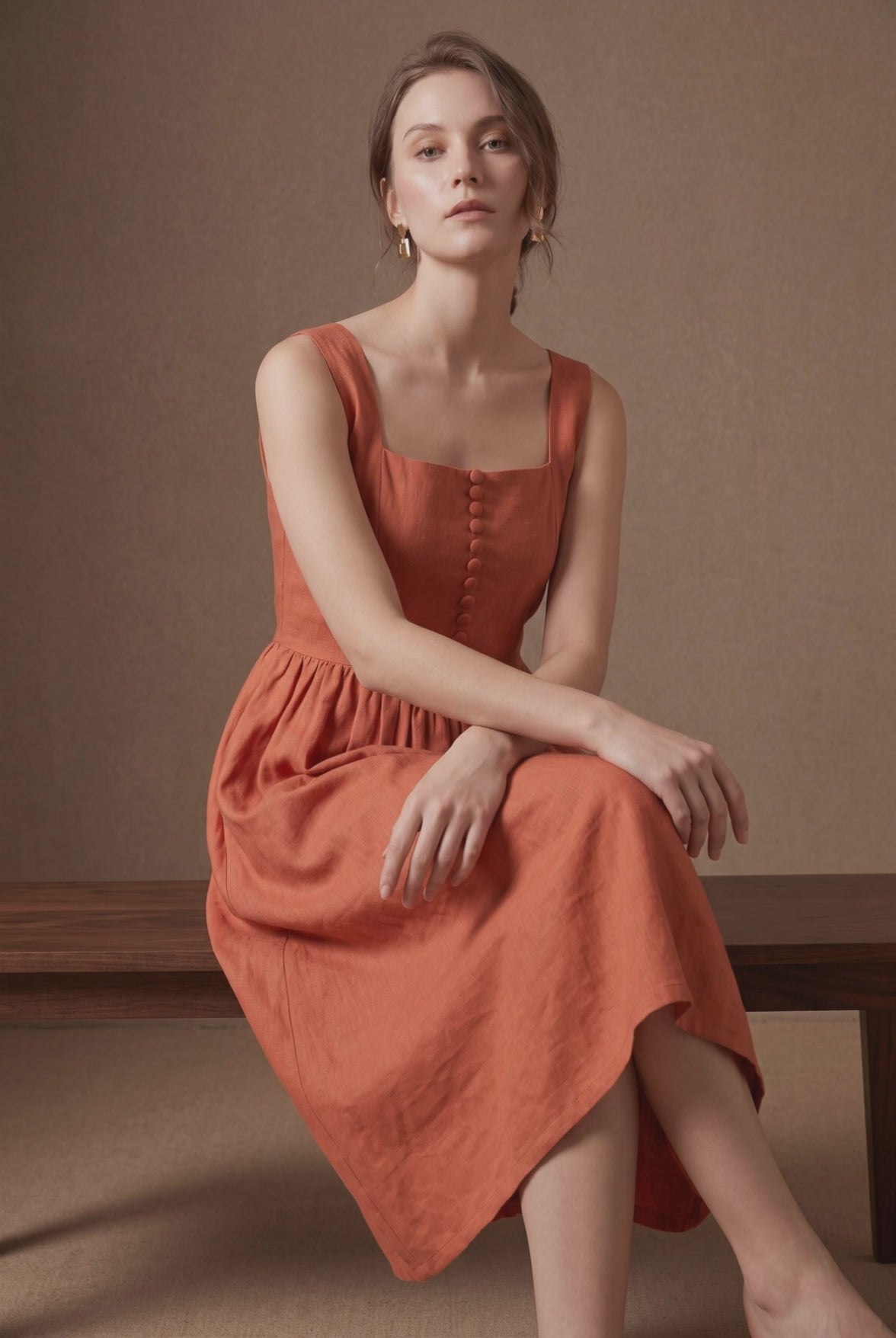 Lachi Women's Terracotta Midi Dress