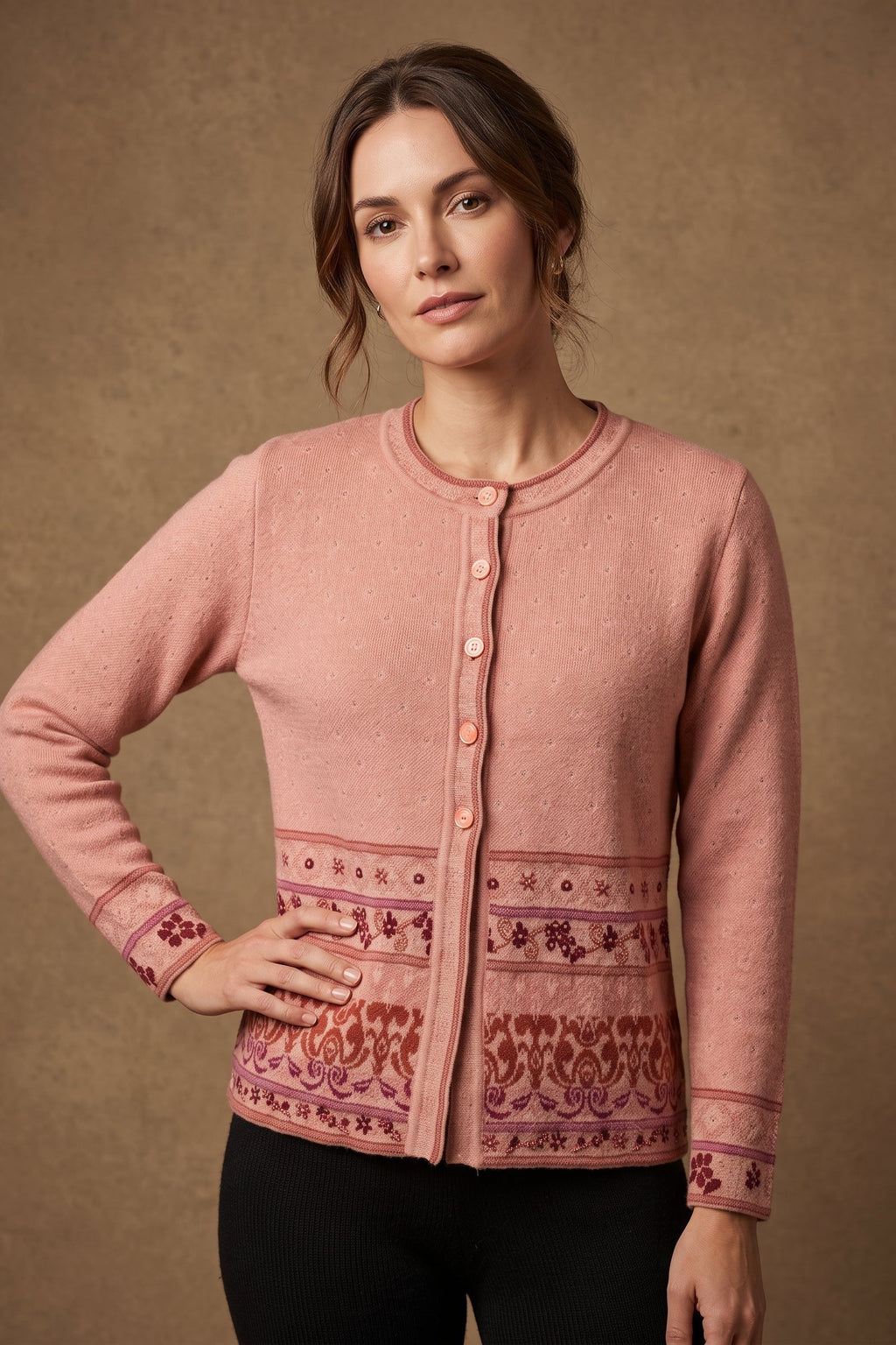 Lachi Women's Damask Border Knitted Cardigan