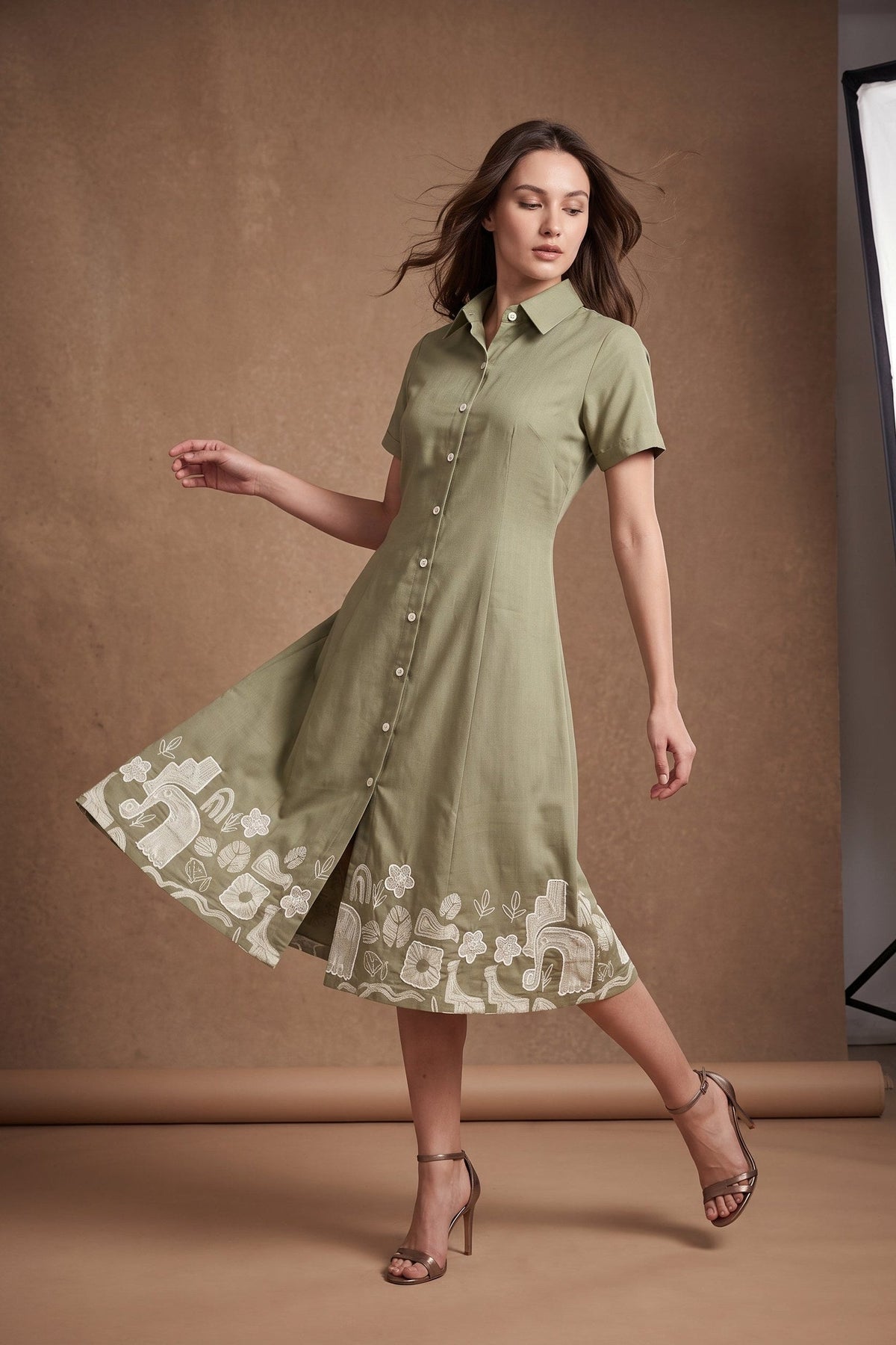 Lachi Women's Sage Green Shirt Dress