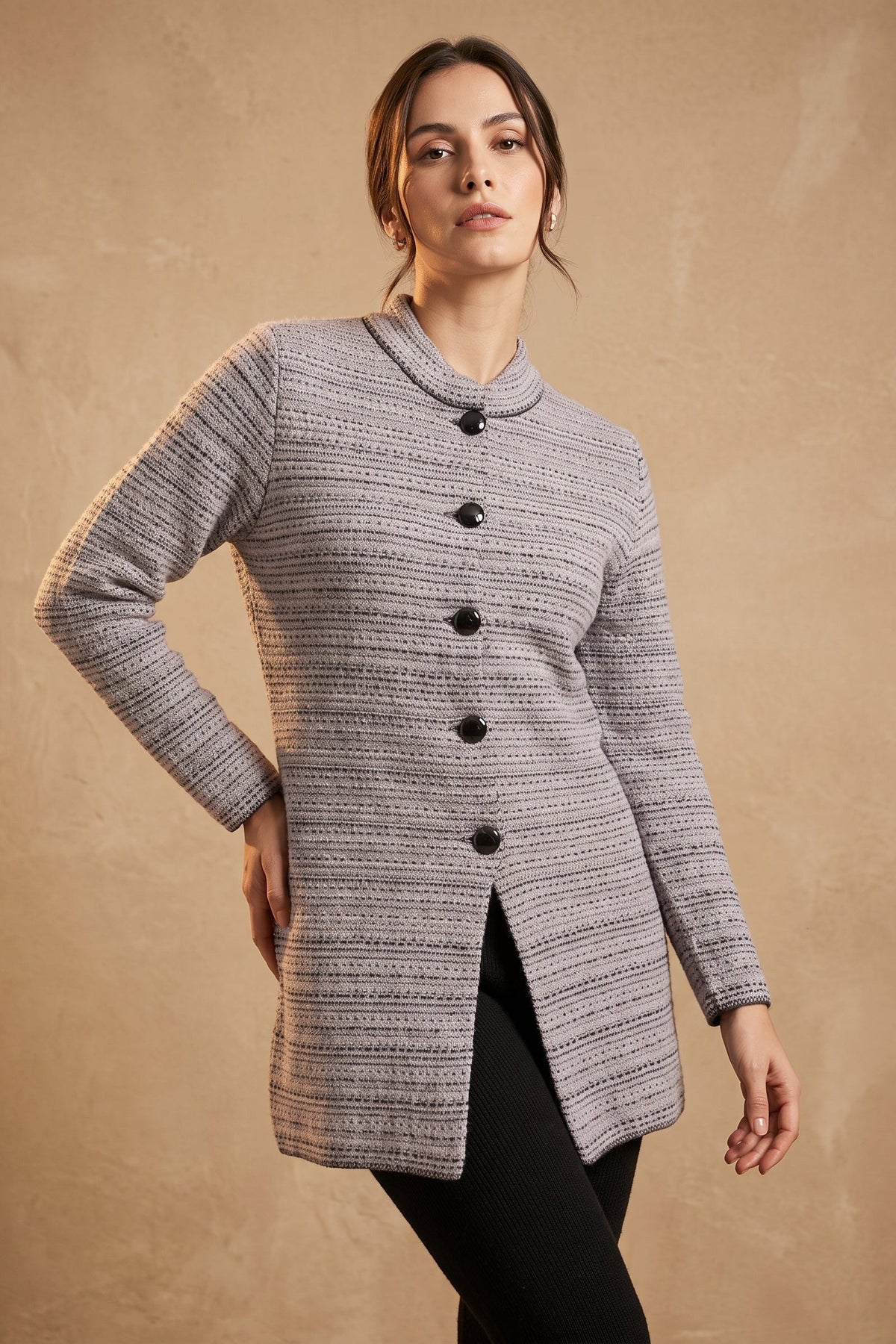Lachi Women's Silver Marl Acrylic Knit Cardigan