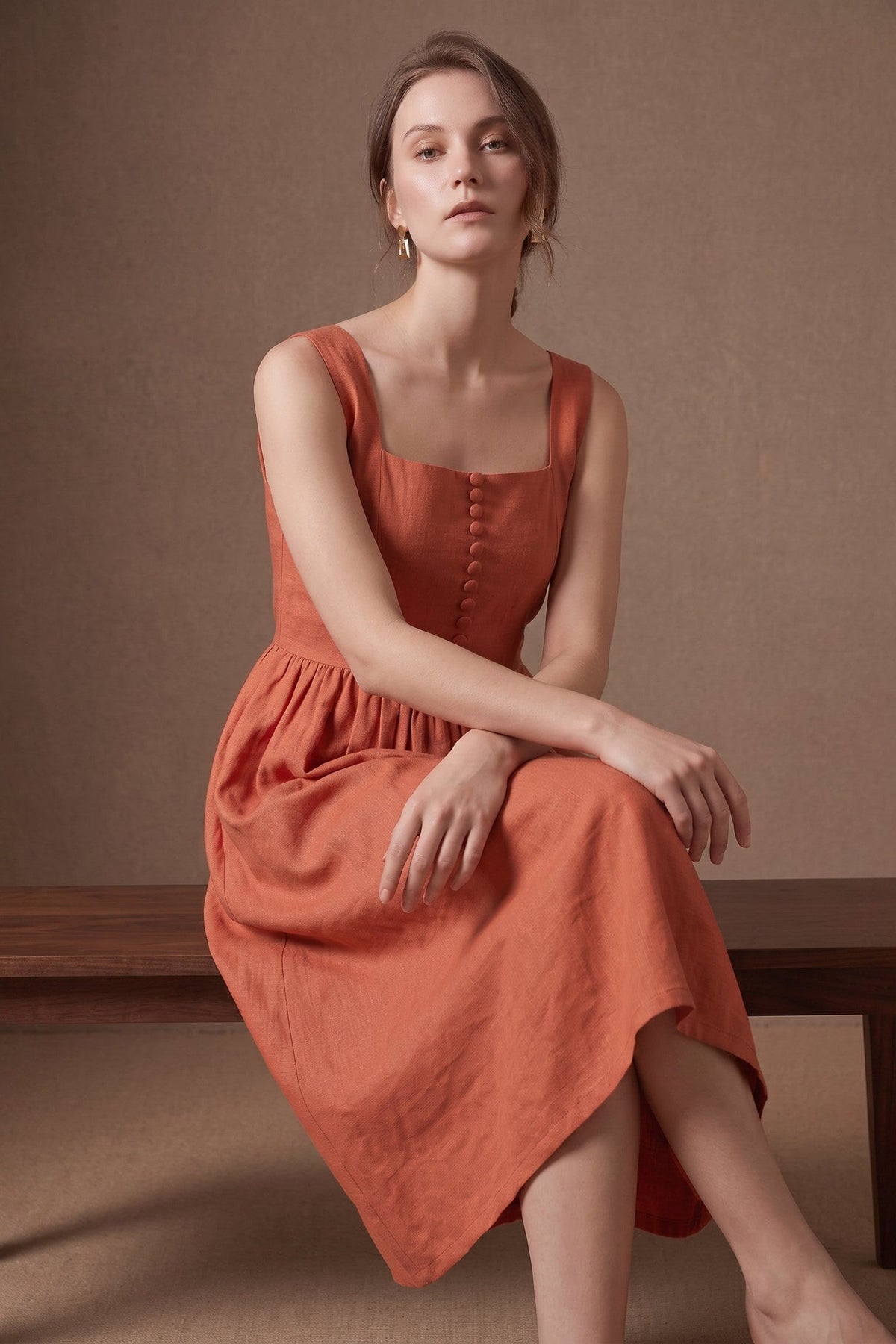 Lachi Women's Terracotta Midi Dress